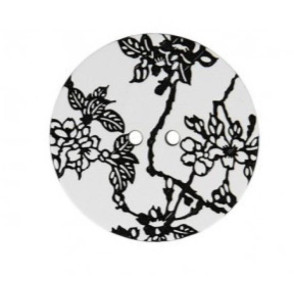 Bouton fleurs noir & blanc - 28 mm