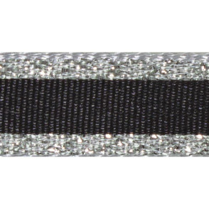 Ruban Winter Stripe 10 mm - noir et argent