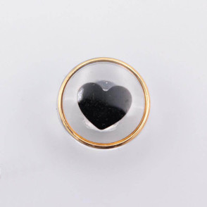 Bouton coeur noir - 11 mm 