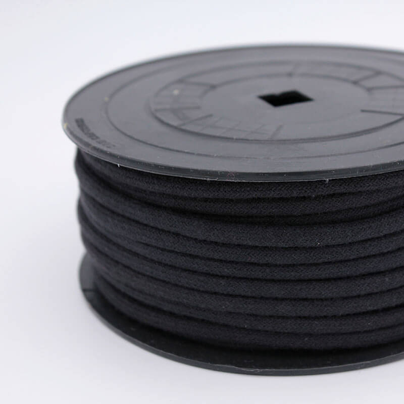 Cordon coton 4 mm de coloris noir