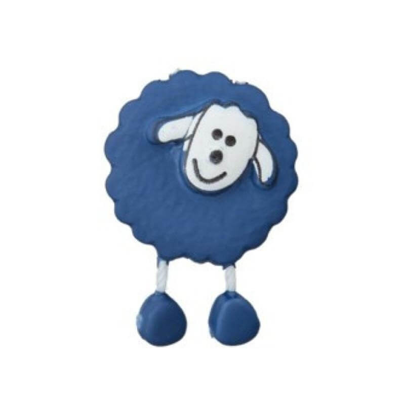 Bouton mouton avec pieds bleu
