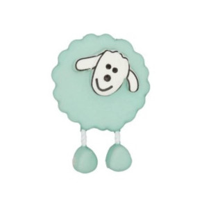 Bouton mouton avec pieds vert d'eau