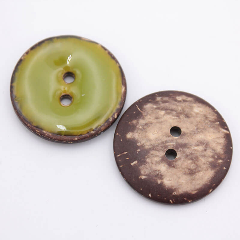 Bouton noix de coco émaillée couleur anis - 30 mm