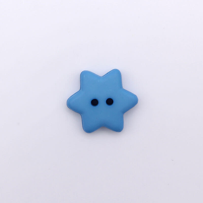 Bouton bleu forme d'étoile - 15 mm