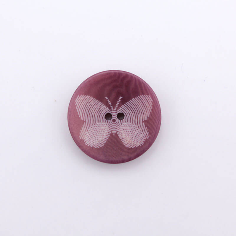 Bouton noix de corozo Papillon 20 mm - violet
