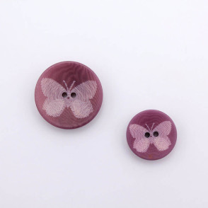 Bouton noix de corozo Papillon 15 et 20 mm - violet